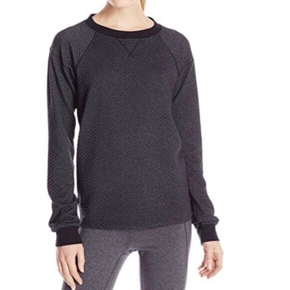 LUCY💕Diamond Quilted Long Sleeve Yoga Pullover Sweater - Charcoal in Medium